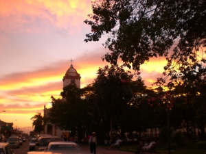 The church at Cotoca at sundown